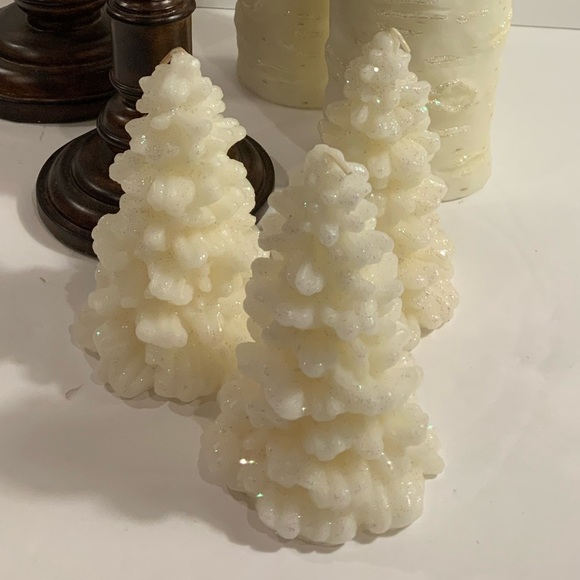 Pottery Barn Other - 3 Small White Tree Candles 🕯🕯🕯🌟